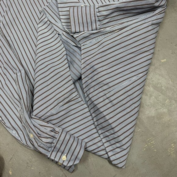 Sand Leisure Striped Dress Shirt Button Up Textured Cotton Large - Picture 6 of 9